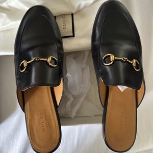 Black Gucci Princetown Leather Loafers 40